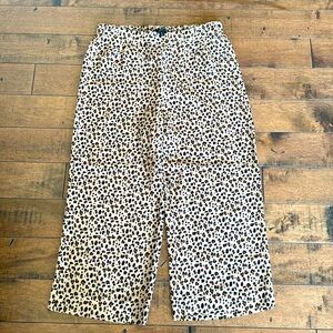 JCrew silk leopard print wide leg cropped pants